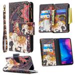 For Xiaomi Redmi Note 7 Colored Drawing Pattern Zipper Horizontal Flip Leather Case with Holder & Card Slots & Wallet(Flower Elephants)