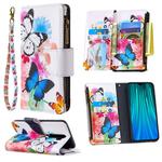 For Xiaomi Redmi Note 8 Pro Colored Drawing Pattern Zipper Horizontal Flip Leather Case with Holder & Card Slots & Wallet(Two Butterflies)