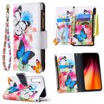 For Xiaomi Redmi Note 8T Colored Drawing Pattern Zipper Horizontal Flip Leather Case with Holder & Card Slots & Wallet(Two Butterflies)