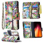 For Xiaomi Redmi Note 8T Colored Drawing Pattern Zipper Horizontal Flip Leather Case with Holder & Card Slots & Wallet(Tree)