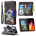 For Xiaomi Redmi Note 8T Colored Drawing Pattern Zipper Horizontal Flip Leather Case with Holder & Card Slots & Wallet(Big Butterfly)