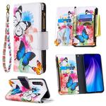 For Xiaomi Redmi Note 8 Colored Drawing Pattern Zipper Horizontal Flip Leather Case with Holder & Card Slots & Wallet(Two Butterflies)