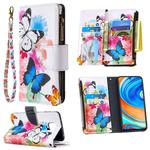 For Xiaomi Redmi Note 9 Pro Colored Drawing Pattern Zipper Horizontal Flip Leather Case with Holder & Card Slots & Wallet(Two Butterflies)