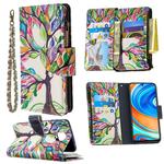 For Xiaomi Redmi Note 9 Pro Colored Drawing Pattern Zipper Horizontal Flip Leather Case with Holder & Card Slots & Wallet(Tree)