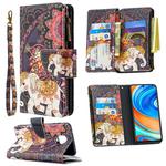 For Xiaomi Redmi Note 9 Pro Colored Drawing Pattern Zipper Horizontal Flip Leather Case with Holder & Card Slots & Wallet(Flower Elephants)