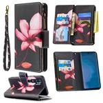 For Xiaomi Mi CC9 Pro / Note 10 Colored Drawing Pattern Zipper Horizontal Flip Leather Case with Holder & Card Slots & Wallet(Lotus)