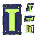 For Samsung Galaxy Tab A8.0 (2019) T290 T-shaped Bracket Contrast Color Shockproof PC + Silicone Flat Protective Case(Navy+Green)