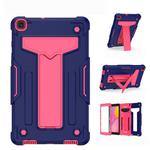 For Samsung Galaxy Tab A8.0 (2019) T290 T-shaped Bracket Contrast Color Shockproof PC + Silicone Flat Protective Case(Navy+Rose Red)