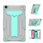 For Samsung Galaxy Tab A8.0 (2019) T290 T-shaped Bracket Contrast Color Shockproof PC + Silicone Flat Protective Case(Grey+Mint Green)