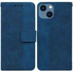 For iPhone 15 Geometric Embossed Leather Phone Case(Blue)