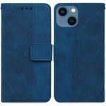 For iPhone 15 Plus Geometric Embossed Leather Phone Case(Blue)