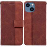 For iPhone 15 Plus Geometric Embossed Leather Phone Case(Brown)