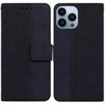 For iPhone 15 Pro Max Geometric Embossed Leather Phone Case(Black)