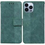 For iPhone 15 Pro Max Geometric Embossed Leather Phone Case(Green)