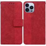 For iPhone 15 Pro Geometric Embossed Leather Phone Case(Red)