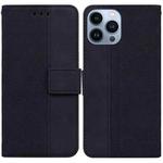 For iPhone 15 Pro Geometric Embossed Leather Phone Case(Black)