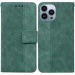 For iPhone 15 Pro Geometric Embossed Leather Phone Case(Green)