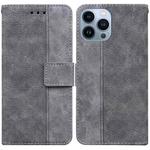 For iPhone 15 Pro Geometric Embossed Leather Phone Case(Grey)