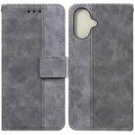 For iPhone 16 Geometric Embossed Leather Phone Case(Grey)