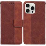 For iPhone 16 Pro Geometric Embossed Leather Phone Case(Brown)