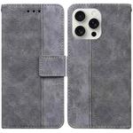 For iPhone 16 Pro Geometric Embossed Leather Phone Case(Grey)