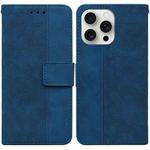 For iPhone 16 Pro Geometric Embossed Leather Phone Case(Blue)