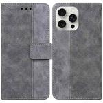 For iPhone 16 Pro Max Geometric Embossed Leather Phone Case(Grey)