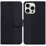 For iPhone 16 Pro Max Geometric Embossed Leather Phone Case(Black)