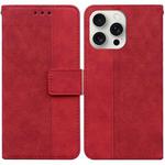 For iPhone 16 Pro Max Geometric Embossed Leather Phone Case(Red)