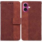 For iPhone 17 Geometric Embossed Leather Phone Case(Brown)