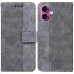 For iPhone 17 Geometric Embossed Leather Phone Case(Grey)