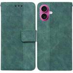 For iPhone 17 Geometric Embossed Leather Phone Case(Green)