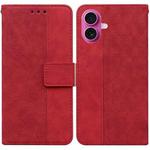 For iPhone 17 Geometric Embossed Leather Phone Case(Red)