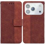 For iPhone 17 Pro Max Geometric Embossed Leather Phone Case(Brown)