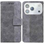 For iPhone 17 Pro Max Geometric Embossed Leather Phone Case(Grey)
