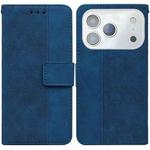 For iPhone 17 Pro Max Geometric Embossed Leather Phone Case(Blue)