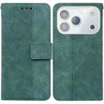 For iPhone 17 Pro Max Geometric Embossed Leather Phone Case(Green)