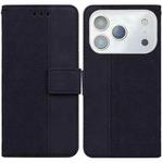 For iPhone 17 Pro Max Geometric Embossed Leather Phone Case(Black)