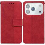 For iPhone 17 Pro Max Geometric Embossed Leather Phone Case(Red)