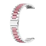For Huawei Watch 4 / 4 Pro Three Bead Stainless Steel Watch Band(Silver Pink)