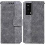 For Xiaomi Poco F5 Pro / Redmi K60 Geometric Embossed Leather Phone Case(Grey)