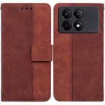 For Xiaomi Redmi K70E / Poco X6 Pro Geometric Embossed Leather Phone Case(Brown)
