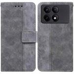 For Xiaomi Redmi K70E / Poco X6 Pro Geometric Embossed Leather Phone Case(Grey)