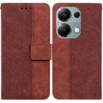 For Xiaomi Poco M6 Pro 4G Geometric Embossed Leather Phone Case(Brown)