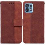 For Motorola Edge 40 Pro Geometric Embossed Leather Phone Case(Brown)