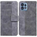 For Motorola Edge 40 Pro Geometric Embossed Leather Phone Case(Grey)