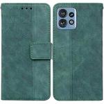 For Motorola Edge 40 Pro Geometric Embossed Leather Phone Case(Green)