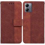 For Motorola Moto G14 Geometric Embossed Leather Phone Case(Brown)