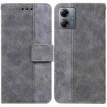 For Motorola Moto G14 Geometric Embossed Leather Phone Case(Grey)