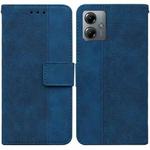 For Motorola Moto G14 Geometric Embossed Leather Phone Case(Blue)